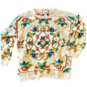 Crystal Kobe floral chunky knit pullover